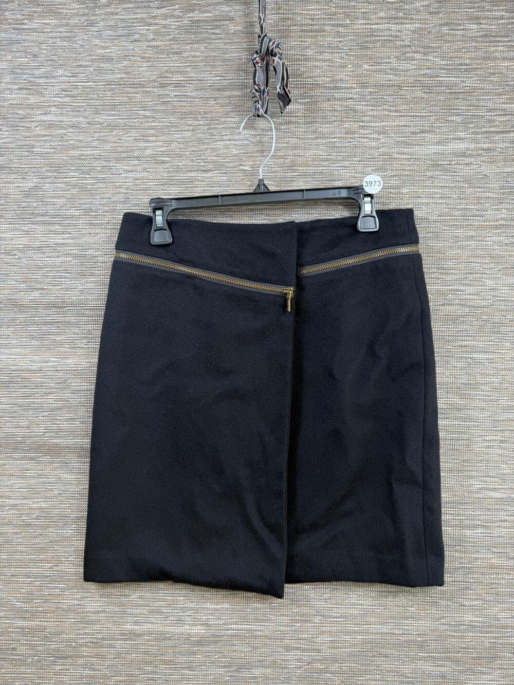 Tory Burch Skirt Womens 4 Black Wool Exposed Zippers Lined Pencil Mini Workwear